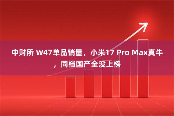 中财所 W47单品销量，小米17 Pro Max真牛，同档国产全没上榜