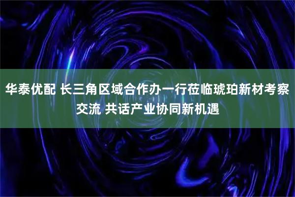 华泰优配 长三角区域合作办一行莅临琥珀新材考察交流 共话产业协同新机遇